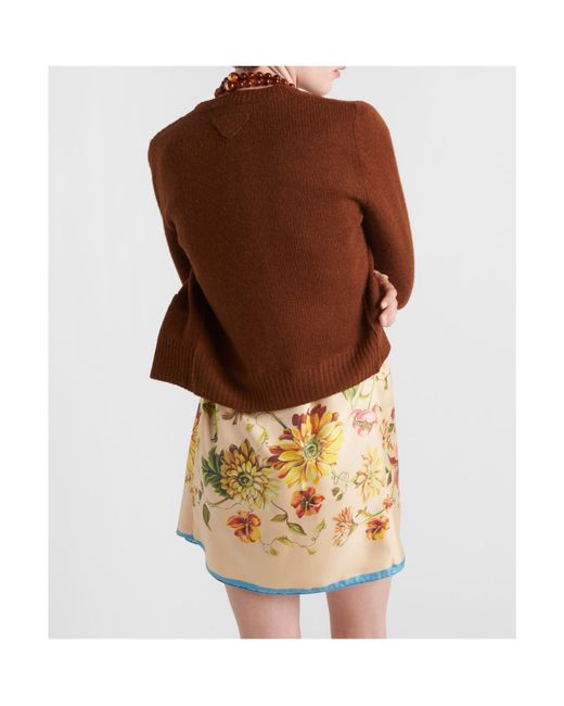 Prada Brown Ribbed Knit Cardigan