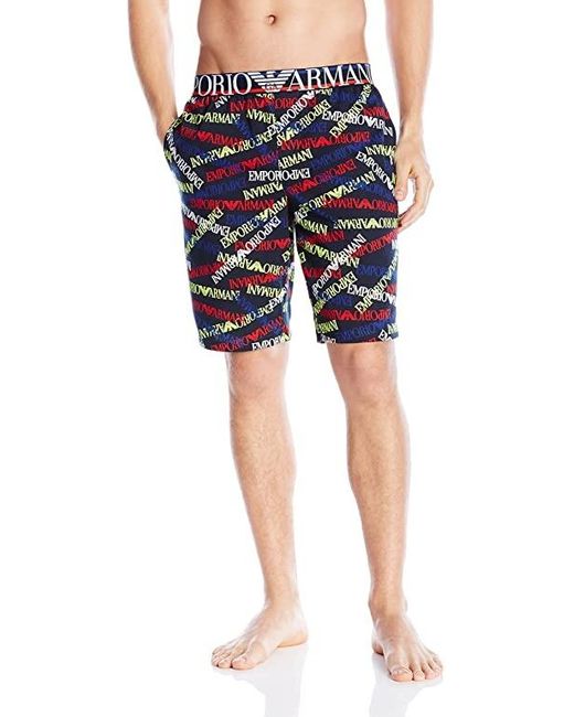 Emporio Armani Blue Pattern Printed Swimming Trunks for men
