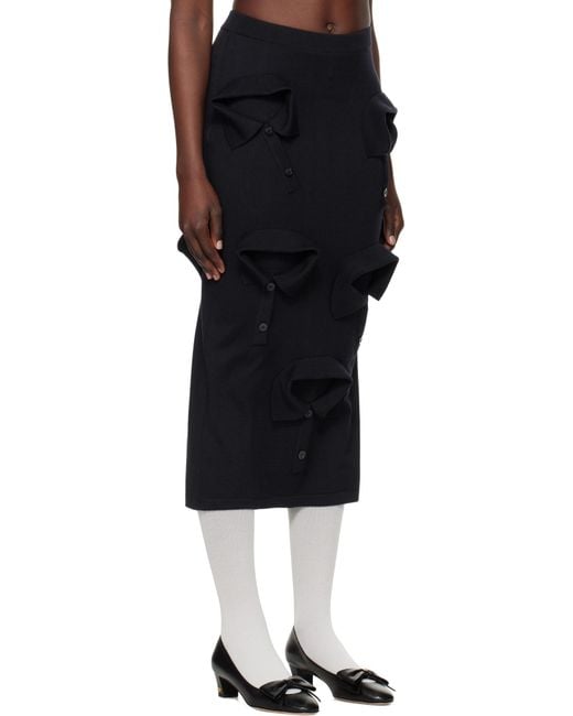 Moschino Black Merino Wool Knit Midi Skirt