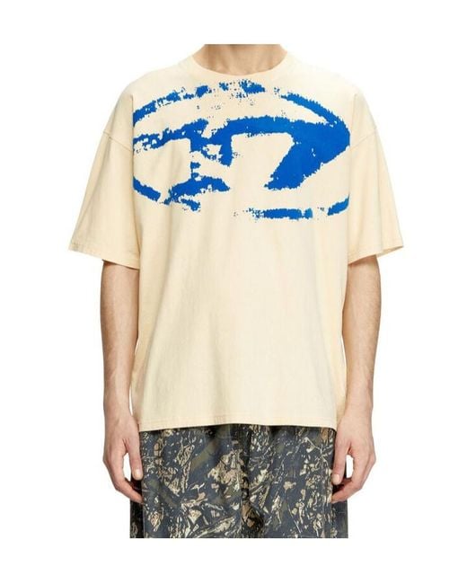 DIESEL Blue T-Boxt Logo Printed Crewneck T-Shirt for men