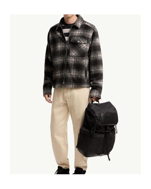 Moncler Black Check Jersey Zip-Up Shirt for men