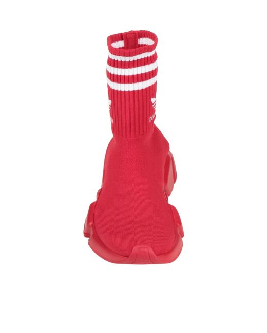 Balenciaga Red Solid Color Sock-Style Sneakers