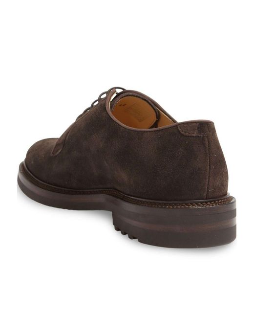 Brunello Cucinelli Brown Round-Toe Lace-Up Derby Shoes for men