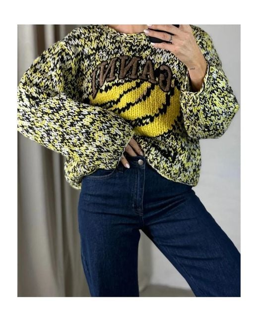 Ganni Green Banana Handknit Jumper