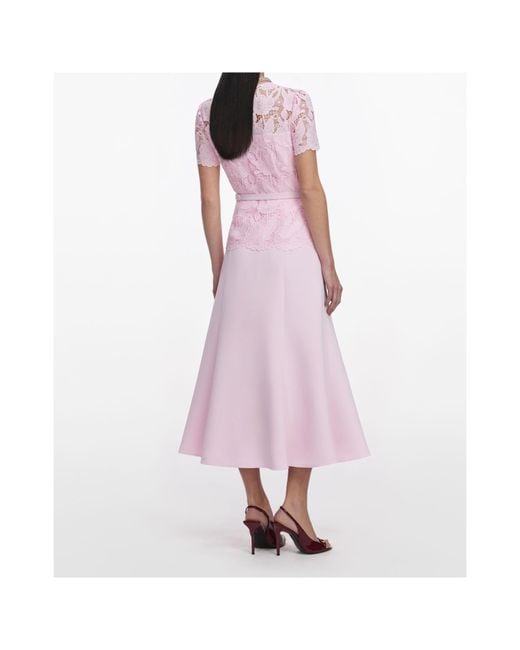 Self-Portrait Pink Lace Belted Dress