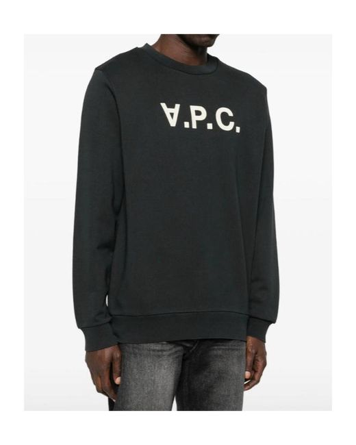 A.P.C. Black Logo Long Sleeved Sweatshirt for men