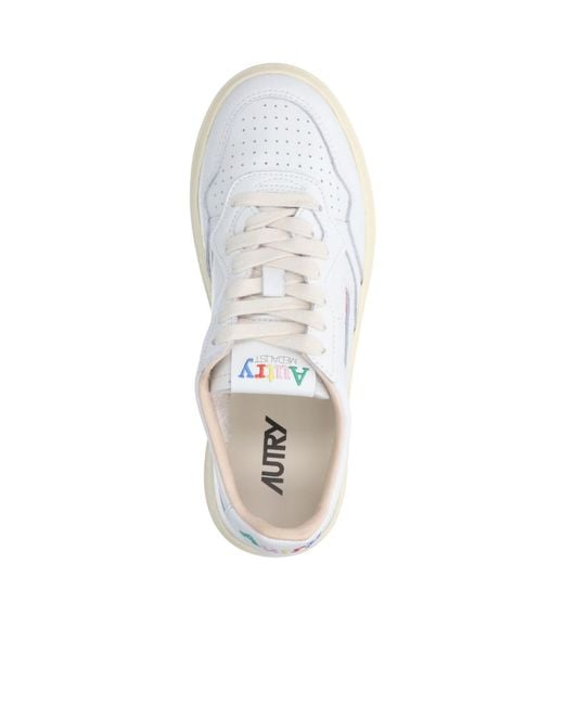 Autry White Medalist Leather Sneakers