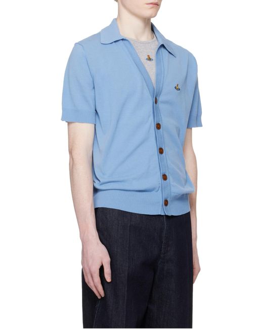 Vivienne Westwood Blue Buttoned Short-Sleeve Knitted Sweater for men