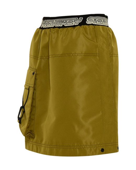 Stella McCartney Green Logo-Waistband Cargo-Pocket Skirt