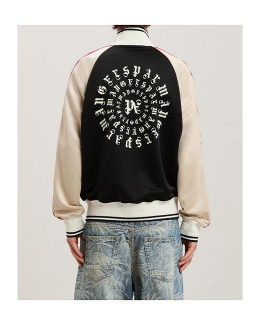Palm Angels Black Monogram Embroidered High Neck Track Jacket for men