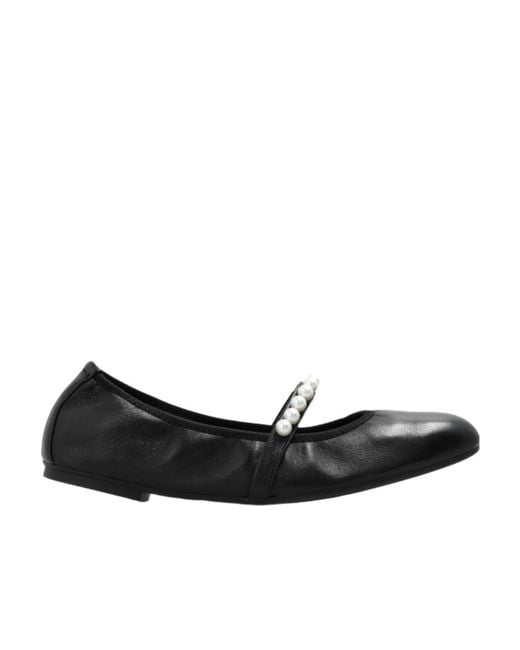 Stuart Weitzman Black Goldie Embellished Ballet Flats