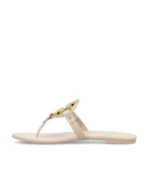 Tory Burch Metallic Miller Logo Plaque Thong Sandals