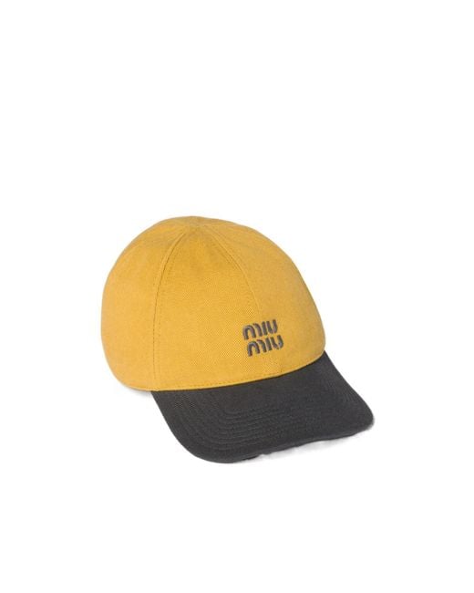 Miu Miu White Logo-Embroidered Two-Toned Baseball Cap
