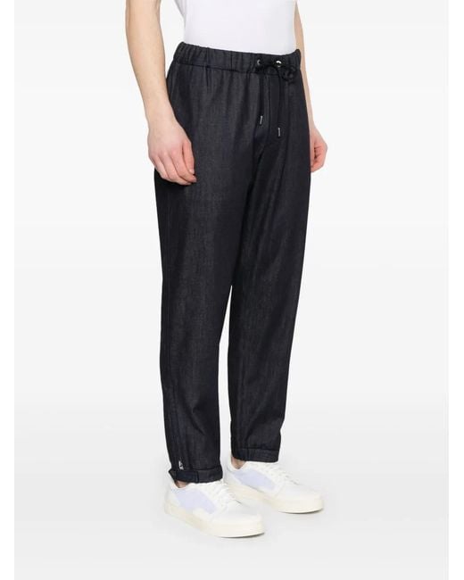 Moncler Blue Logo-Patch Tapered Trousers for men