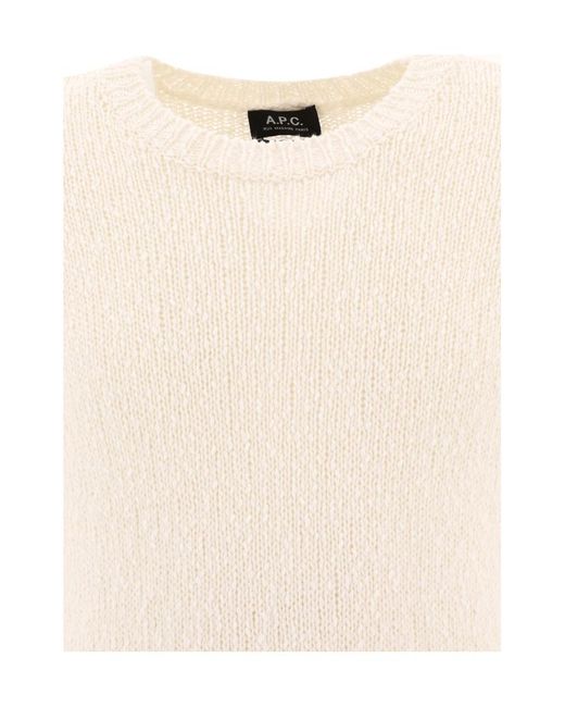 A.P.C. White Gaston Long-Sleeved Crewneck Sweater for men