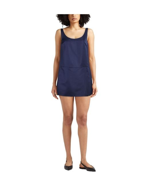 MAX&Co. Blue Solid Color Sleeveless Satin Dress