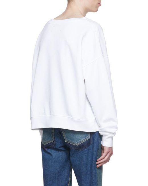 Maison Margiela White Logo Printed Crewneck Sweatshirt