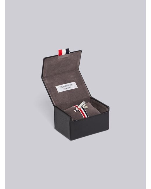 Thom Browne White Vertical Short Tie Bar for men