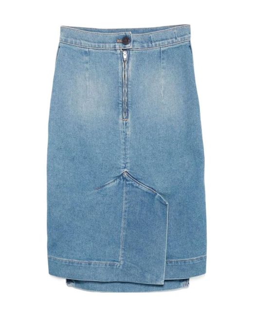 Vivienne Westwood Blue Orb Logo Embroidered Asymmetric Skirt