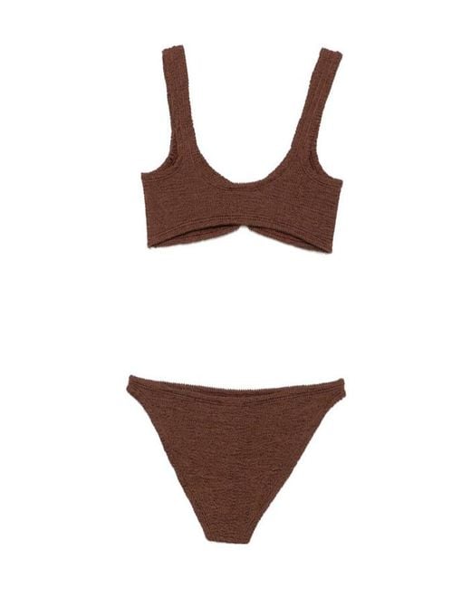 Hunza G Brown Julia Ring Detailed Bikini Set