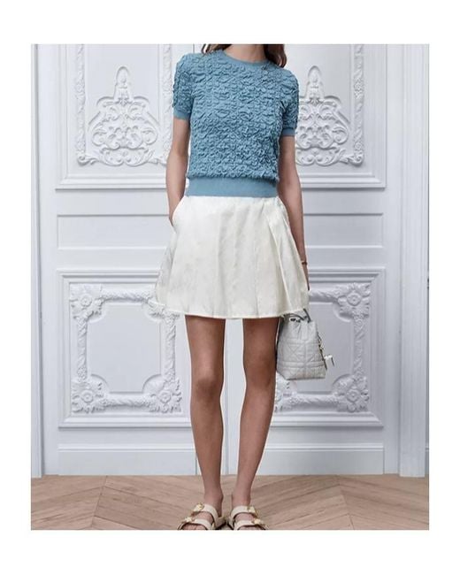 Dior Blue Macrocannage Short-Sleeved Sweater