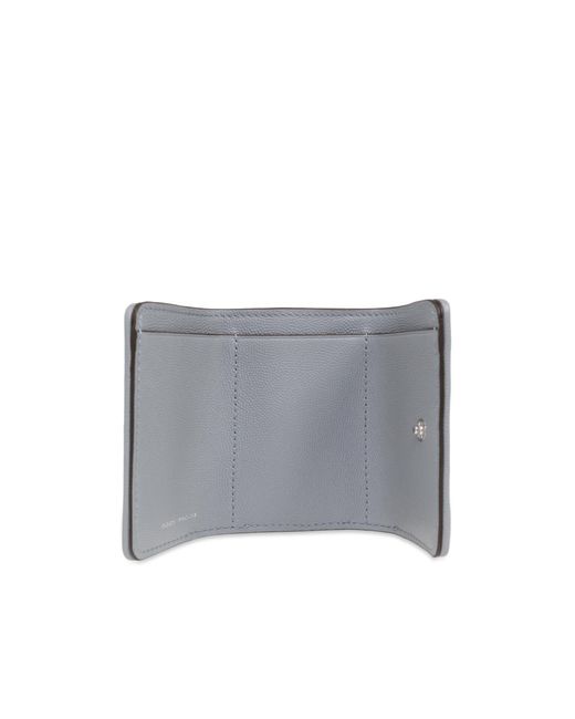 Tory Burch Gray Double T-Embossed Leather Wallet
