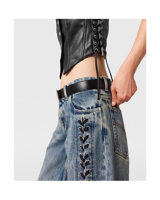 Stella McCartney Blue Wide-Leg Lace-Up Denim Jeans
