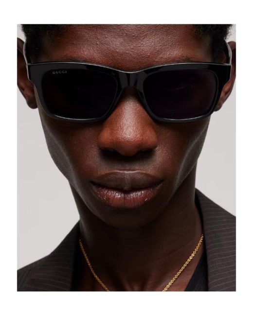 Gucci Black Rectangular-Frame Sunglasses for men