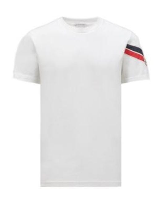 Moncler White Logo Patch Crewneck T-Shirt for men