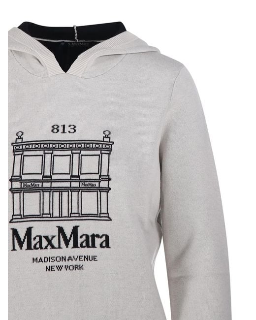 Max Mara Gray Ultimo Graphic Hoodie
