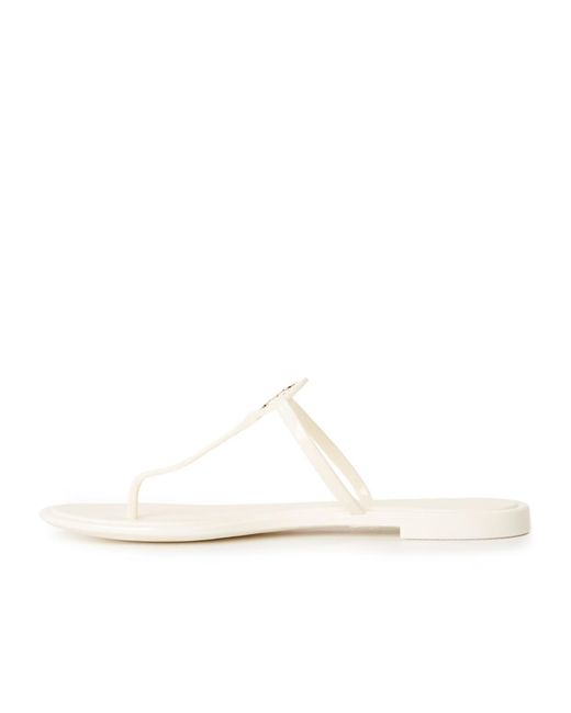 Tory Burch White Logo Flip-Flops