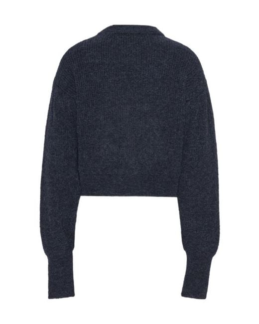 ROTATE BIRGER CHRISTENSEN Blue Cuffed-Sleeve Crewneck Sweater
