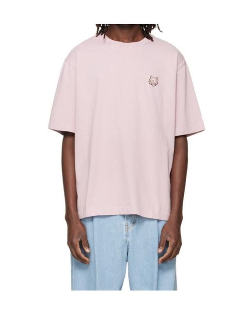 Maison Kitsuné Pink Fox Head Patch T-Shirt for men
