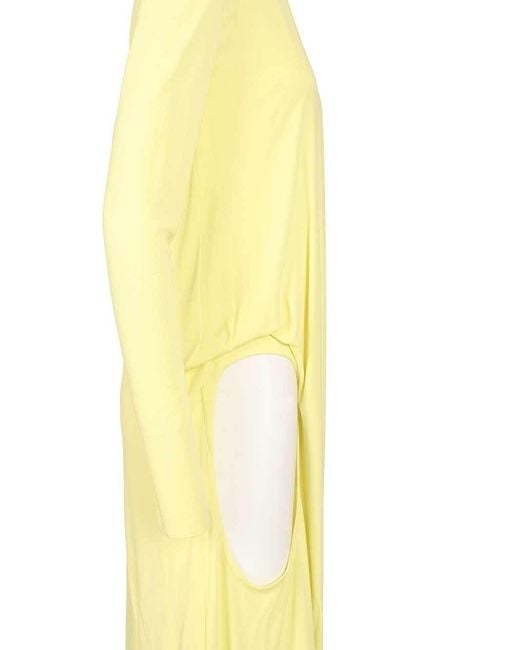 Tom Ford Yellow Long-Sleeved Asymmetric Evening Dress