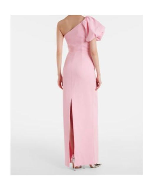 Rebecca Vallance Pink Isabella Asymmetric Crepe Gown