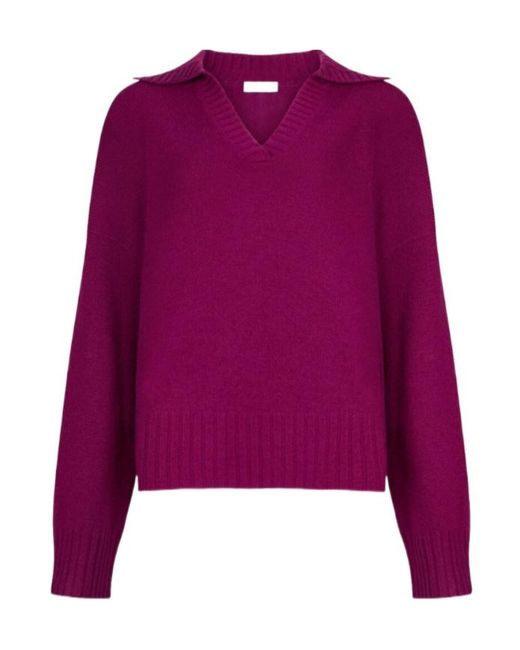 Liu Jo Purple V-Neck Collared Jumper