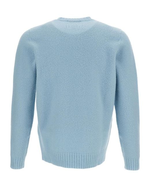 Drumohr Blue Long-Sleeve Crew-Neck Sweater for men