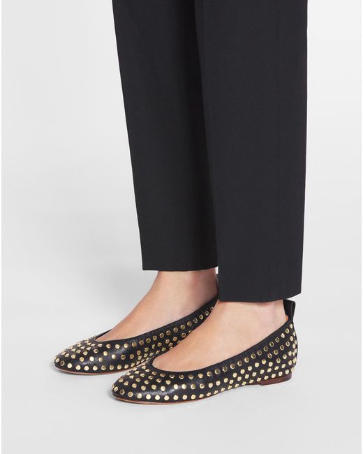 Lanvin Brown Embellished Ballerina Flats
