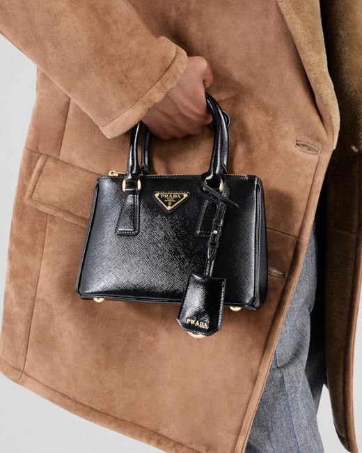 Prada Black Galleria Mini Patent Saffiano Bag