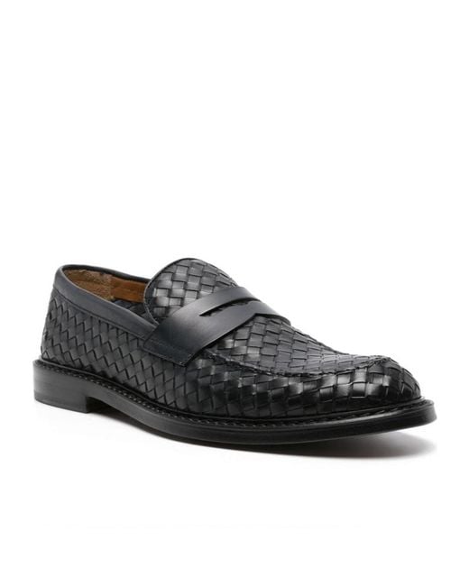 Doucal's Black Embossed Loafers for men