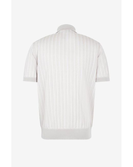 Brioni White Short-Sleeved Polo Shirt for men