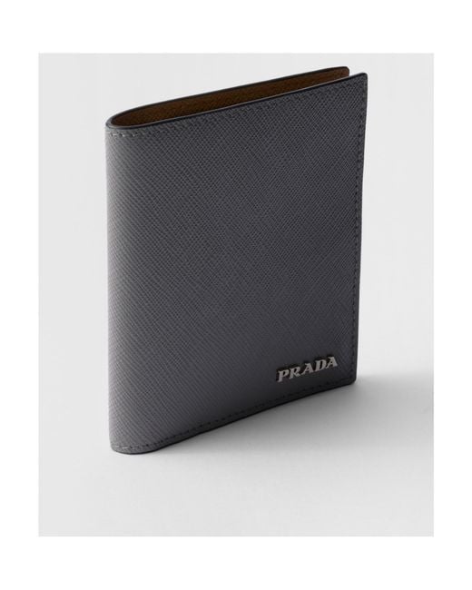 Prada Gray Saffiano Leather Wallet for men
