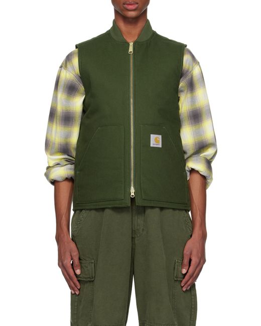 Carhartt Green Logo Patch Zipped Gilet for men