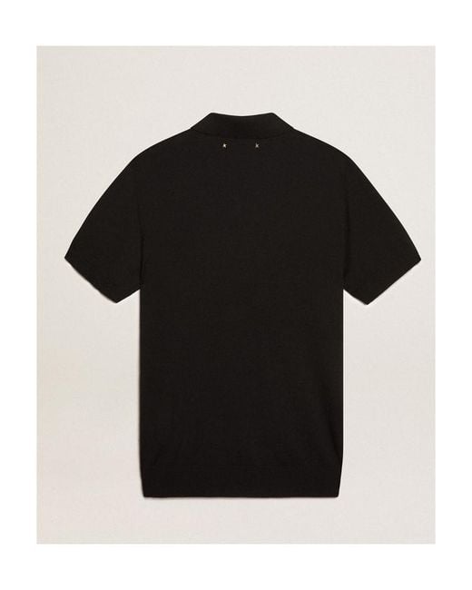 Golden Goose Deluxe Brand Black Logo Patch Polo Shirt for men