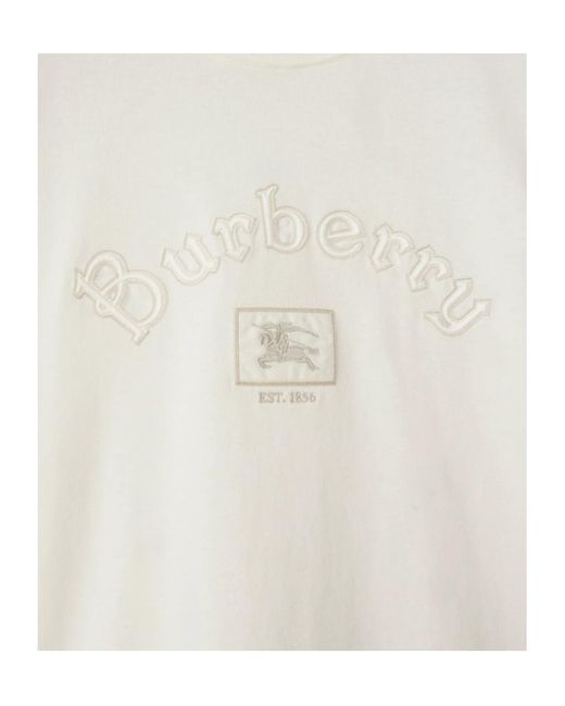Burberry White Logo Printed Crewneck T-Shirt for men