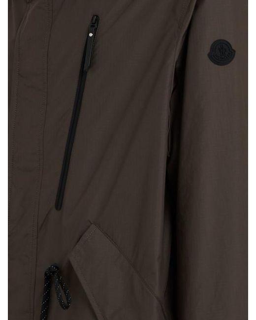 Moncler Black Aliso Hooded Nylon Rain Coat for men