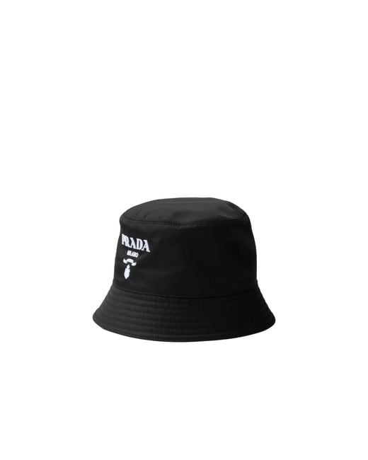 Prada Black Logo-Embroidered Bucket Hat
