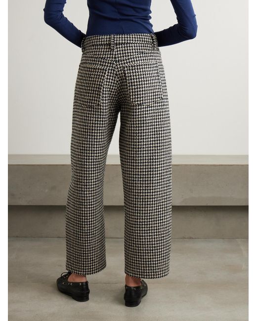 FRAME Gray Houndstooth Tweed Track Pants