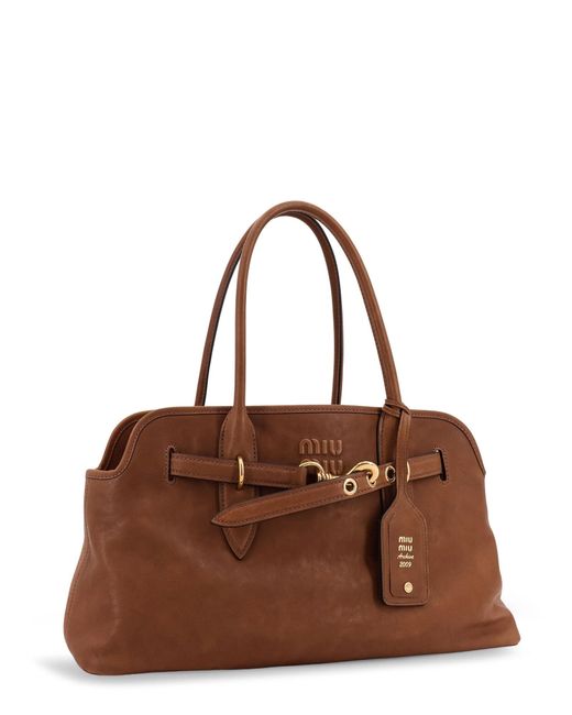 Miu Miu Brown Logo Tote Bag