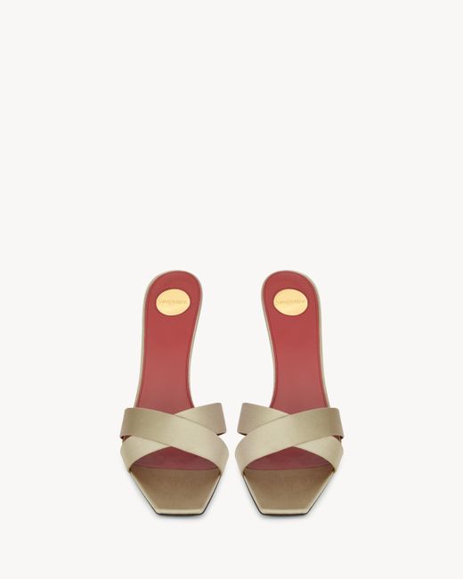 Saint Laurent Metallic Opyum Open Toe Mules
